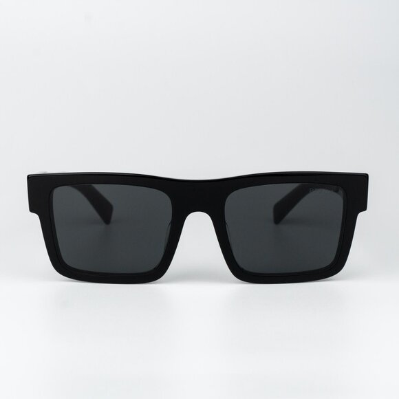 Prada Men Sunglasses Black Grey Rectangle PR19WSF 1AB5S0 NEW AUTHENTIC - Picture 1 of 10